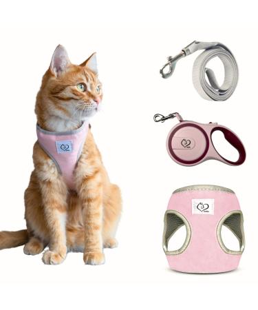 Belffy cat dishes and leash set with automatic leash for cats kittens puppies or dogs.Outbreakproof jacket and leash for large medium and small pets (medium pink).medium pink