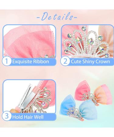WHAVEL 2 Pack Cute Hair Bows for Girls - Diamond Crown Princess Hair Clips Set for Kids - Buy Online on GoSupps.com