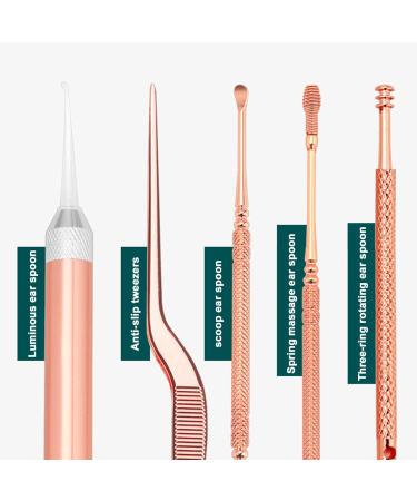Rose Gold 7-Piece Ear Digging Spoon & Spiral Pick Set | Ear Wax Remover | One Size - Buy Online on GoSupps.com