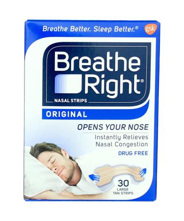 Breathe Right Nasal Strips Original Tan Large - 30 ct, Pack of 6