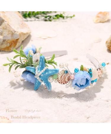 Fashband Boho Headband Blue Flower Elastic Hairband Starfish Beads Hair Accessories for Women and Girls - Buy Online on GoSupps.com