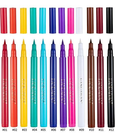 Beliky Girl 12 Colors Eyeliner Set Multicolor Waterproof Quick Dry Makeup Long Lasting Eyeliner Eyes Cosmetics Pen Colorful Matte Liquid Eyeliner Pencil - Buy Online on GoSupps.com