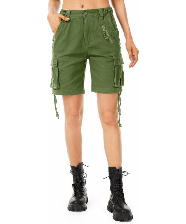 Raroauf Women's Cotton Casual Bermuda Cargo Shorts - Green (Size 14) - Buy Online on GoSupps.com