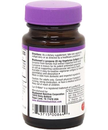 Bluebonnet Nutrition Lycopene 20mg - Powerful Antioxidant Supplement - Buy Online on GoSupps.com