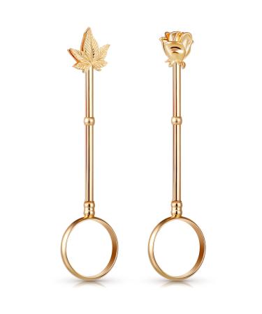 2 Pieces Holder Ring Finger Joint Ring Holder Blunt Ring Holder Maple Leaf Rose Elegant Clip Ring for Women Men Ladies Protecting Finger from Burn Stain 0.67 Inch Gold