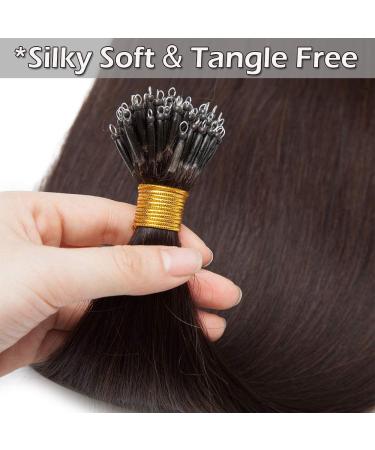 Nano Ring Hair Extensions 24inch 1g/s Pre Bonded 50g Nano Tip Bondings 100% Real Remy Human Hair #02 Dark Brown - Buy Online on GoSupps.com