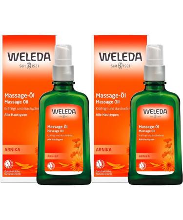 Weleda Bio Arnika Massage oil 100 ml - nourishing natural cosmetics body oil against tension and cramps of the muscles.Ideal for before and after sports (pack with 2)