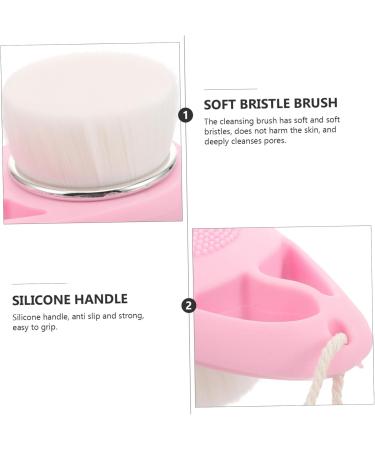 Angoily Silicone Handle Double-Sided Cleansing Brush - Pink Facial Scrubber for Effective Skin Care & Shampooing - Buy Online on GoSupps.com