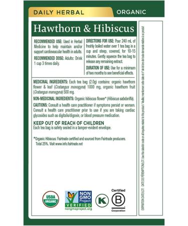 Traditional Medicinals - Organic Hawthorn with Hibiscus Herbal Tea (Pack of 6) - Fair Trade Ingredients - Promotes Heart Health - 96 Tea Bags Total Tea Hawthorn with Hibiscus 16 count (Pack of 6) - Buy Online on GoSupps.com