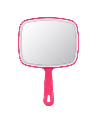 Eaoundm Hand Held Mirror for Makeup Large Hand Mirror Salon Handheld Mirror Square (6.9 inch, Red) 6.9 inch Red