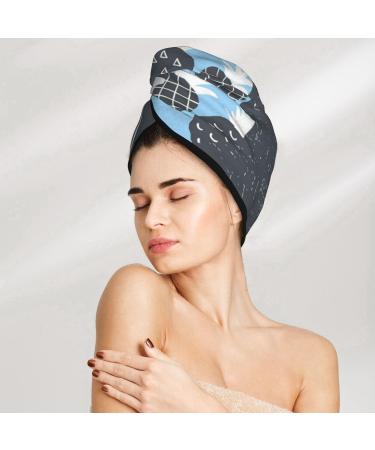 Black Head Woman Pineapple Hair Microfiber Towel - Super Absorbent Quick Dry Wrap for Long Curly & Thick Hair - Buy Online on GoSupps.com