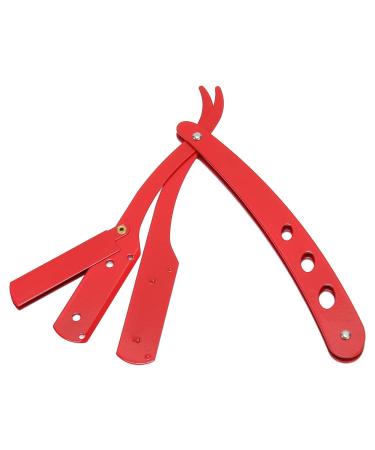 Beard Blade Holder - Portable Manual Folding Straight Edge Alloy Haircut Blade Holder in Red - Perfect for International Shipping - Buy Online on GoSupps.com