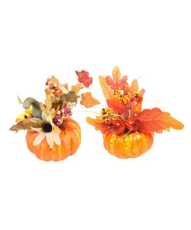 Zerodeko 2pcs Pumpkin Ornaments Halloween Pumpkin Decoration Artificial Pumpkins Halloween Home Decoration Photography Prop Home Goods Halloween Ornament Potted Plant Household Foam