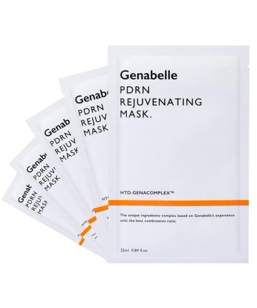 Genabelle PDRN Rejuvenating Mask Sheet - Lightweight Brightening & Toning Mask Sheet wth PDRN  Niacinamide  Hyaluronic Acid  To Deeply Hydrate  Cool  and Visibly Plump the Skin  0.84 fl oz* 5ea