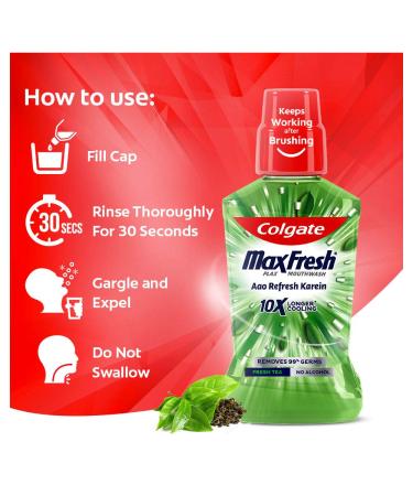 Colgate Plax Fresh Tea Mouthwash 500ml - Alcohol Free Dental Rinse - Buy Online on GoSupps.com