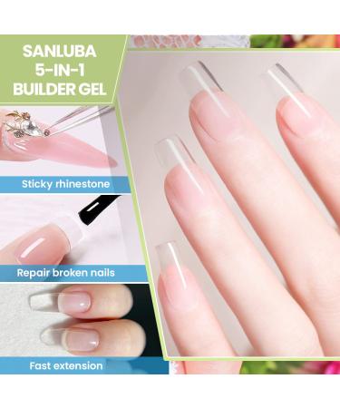 5-in-1 Clear Builder Base Gels for Nail Strength and Repair | Hard Gel, Rubber Base, Extension, and Builder in a Bottle Gel with 100 Pcs Nail Forms - Buy Online on GoSupps.com