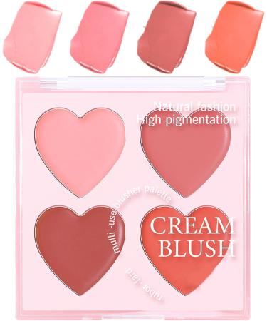 Cream Blush Palette 4 Colors Face Makeup Matte Blush Palette Blendable Cosmetics Makeup for Date Event Holiday Travel and Wedding - Buy Online on GoSupps.com