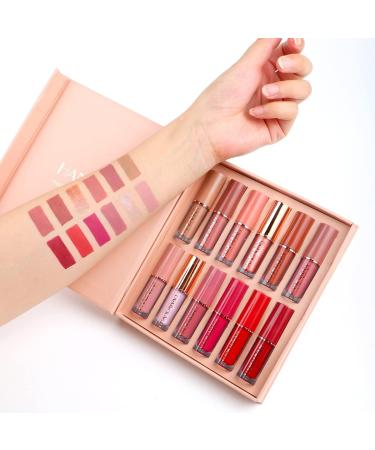 12 Colors Matte Liquid Lipstick Set Intense Pigments Matte Nude Waterproof Long Lasting Non-Stick Cup Does Not Fade Lip Gloss Red - Gifts for Women - Buy Online on GoSupps.com