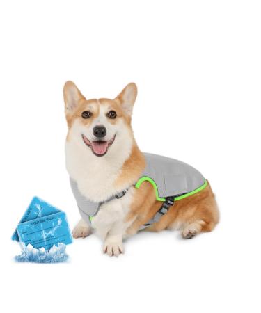 Cool vest dog with 2 gel ice bag dog cooling vest reflective and breathable cooling coat cooling jacket for large medium dog cooling collar sun protection cooling summer gray l