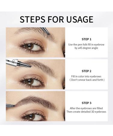 Long-Lasting Waterproof Microblading Eyebrow Pencil - 4 Tip Eyebrow Pen in Smoke Gray | Natural Makeup - Buy Online on GoSupps.com