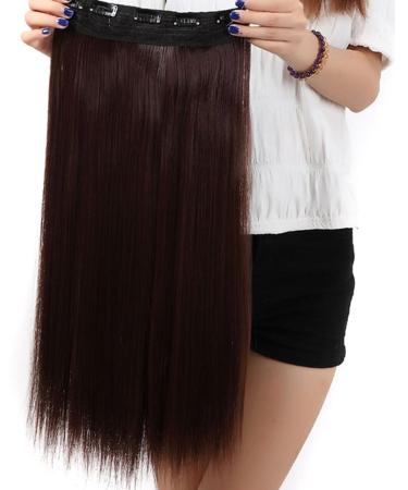 S-noilite 23 Inches (58cm) 3/4 Full Head One Piece 5clips Clip in Hair Extensions Extension Long Straight Hairpiece (Medium Brown)