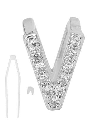 Hip Hop Fake Teeth Halloween False Teeth Platted English Letters U V W Teeth single hip hop teeth initial letters Halloween dentures ornaments (v) V silver