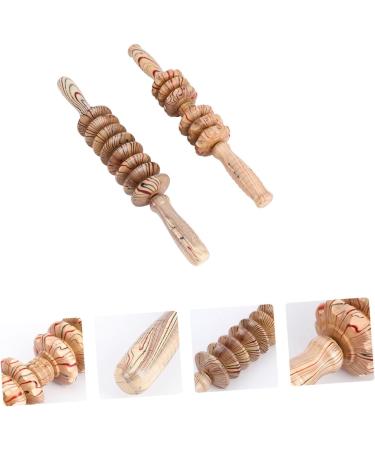 Lurrose Wooden Massage Roller - 2-Piece Wood Muscle Massager for Back & Body Fitness | International Shipping - Buy Online on GoSupps.com
