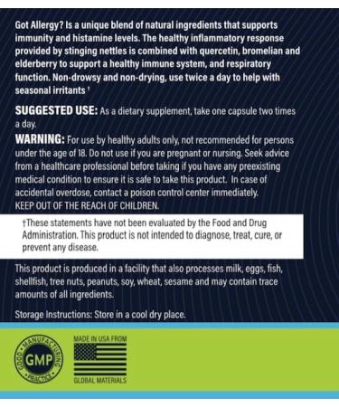 St. Jude's Miracle Oil Got Allergy Natural Anti-Histamine Seasonal Suppport for Respiratory and Immune Functions with Quercetin Stinging Nettles Bromelain & Elderberry - Buy Online on GoSupps.com