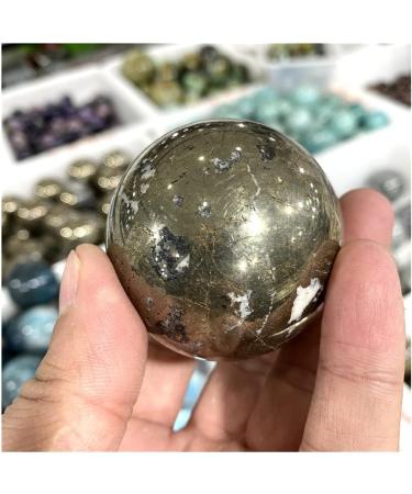 1pc Natural Pyrite Sphere Round Shape Stones Raw and Decoration Natural Quartz Crystals for Decoration Stone Generator HOMEZHOU 55mm - Buy Online on GoSupps.com