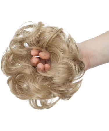 Scrunchie Bun Updo Hairpiece - Ash Blonde Wavy Curly Messy Chignon Hair Extension - Buy Online on GoSupps.com