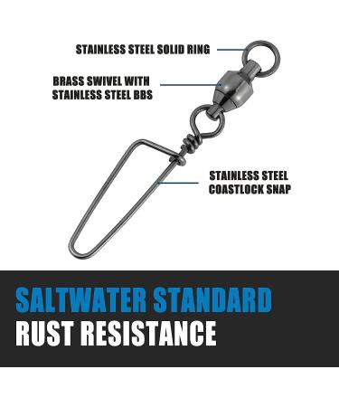 Dr.Fish Fishing Snap Swivels  Ball Bearing Swivels with Stainless Steel Coastlock Snap  Corrosion Resistant Black Nickel Coating  High Strength 26Lb to 503Lb  Saltwater Swivels Fishing Tackle #7-232LB 20 - Buy Online on GoSupps.com