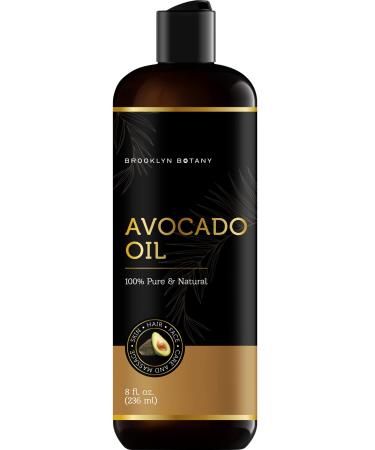 Brooklyn Botany Avocado Oil for Skin  Hair and Face   100% Pure and Natural Body Oil and Hair Oil - Carrier Oil for Essential Oils  Aromatherapy and Massage Oil   8 fl Oz 8 Fl Oz (Pack of 1)