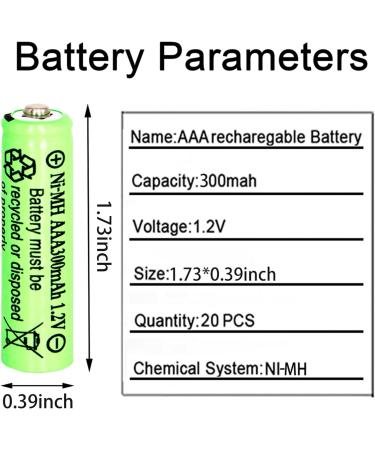 Buy 1.2V AAA 300mAh Ni-MH Rechargeable Batteries for Solar Lights - 20 Pack | Fast International Shipping - Buy Online on GoSupps.com