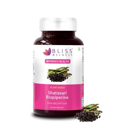 Sheltr Organic Shatavari Biopiperine | Women Health | Lactation Support Immunity Booster Menopause Support Vegetarian Supplement - 60 Tablets