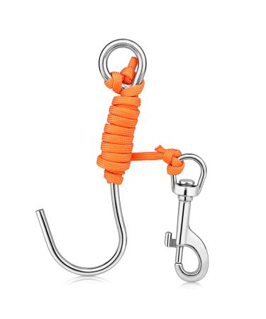 Pluzluce Scuba Diving Reef Hook for Drift Diving with 47" (120cm) Line + Marine Grade Swivel Stainless Steel Eye Bolt Snap Clip for Drift Diving, Scuba Divers, and Underwater Activities