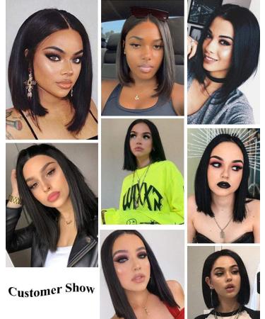 Jolnvca Black Bob Wig 12 Inch - Synthetic Heat Resistant Fiber Hair, Middle Part, Natural Look for Women - Ideal for Daily Wear, Cosplay, and Parties - Buy Online on GoSupps.com