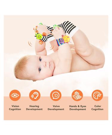 Baby Rattle Socks Set - Wrist Rattles & Foot Finders for Boys & Girls | Newborn Gift Set - 4PCS - Buy Online on GoSupps.com