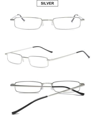 Vevesmundo Mini Compact Metal Reading Glasses | Light Spring Hinge | Silver Blue Light Filter | Classic 2.0x Reading Aid with Etui - Buy Online on GoSupps.com
