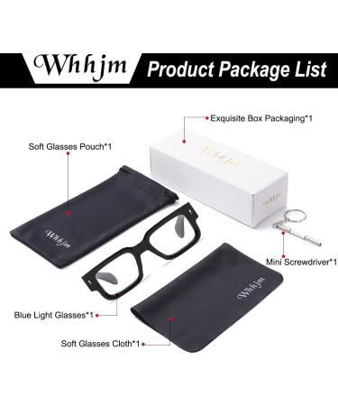 Small Square Blue Light Glasses for Men & Women | Retro Thick Rectangle Frame Computer Eyeglasses - 50mm Black - Buy Online on GoSupps.com