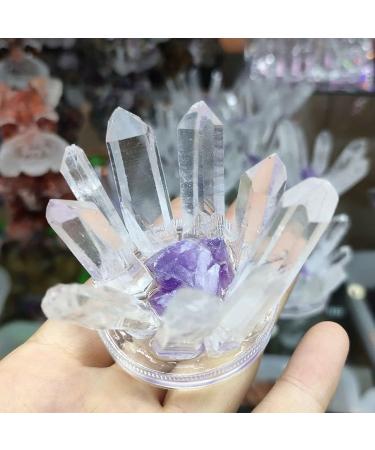Amethyst Crystals White Quartz Crystal Cluster with Purple Amethyst Specimen DIY Gifts JIZTGEDM - Buy Online on GoSupps.com