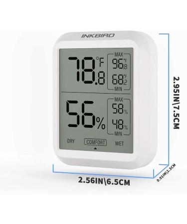 Inkbird IndoorI Thermometer Hygrometer  Max & Min Records for Reptiles  TH-20 Digital Room Thermometer Humidity Gauge with Temperature and Humidity Monitor for Guitar Ukulele Fridge - Buy Online on GoSupps.com