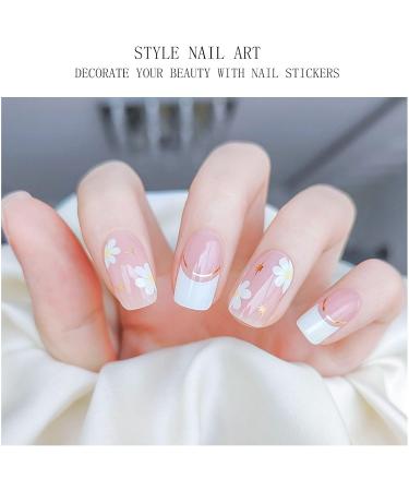 JMEOWIO Gel Nail Stickers Cream Pink White Flower French Tip Semi Cured Gel Nail Strips Wraps UV/LED Nail Supplies Nail Art Design Decoration Accessories - Buy Online on GoSupps.com