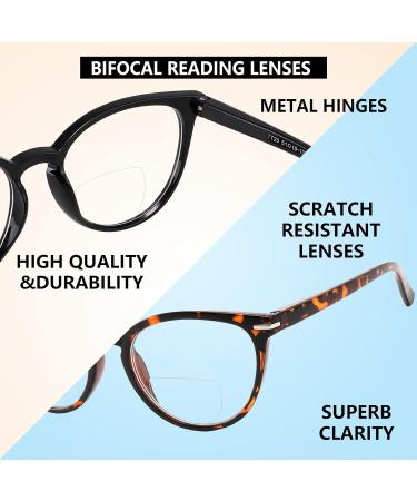 Yogo Vision Bifocal Reading Glasses - Retro MultiFocal Readers for Men & Women | 3 Pack: Black Demi Purple 1.75x | Spring Hinges - Buy Online on GoSupps.com
