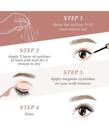 6 Pairs Magnetic Eyelash & Eyeliner Kit - Reusable Faux Lashes with Easy Application & Rose Golden Box - Buy Online on GoSupps.com