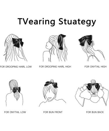 Black Satin Bow Hair Clips - Vintage Solid Color Bowknot French Barrette Simple Hair Fastener Accessories for Women and Girls - Buy Online on GoSupps.com