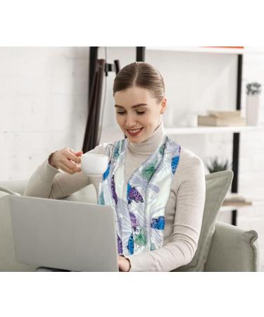 Zalati Women's Bib - 2 Piece Dining Room Scarf Reusable Clothing Protection with Butterfly & Flower Design - Buy Online on GoSupps.com