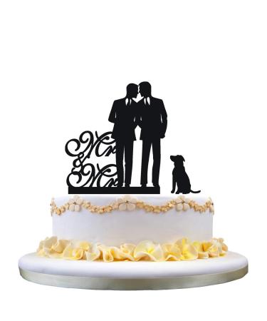 Gay Wedding Cake Topper with Dog mr and mr Cake Topper