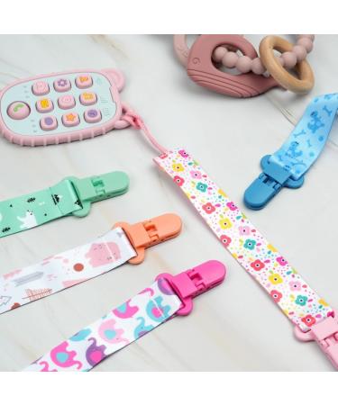Aolso 5pcs Baby Pacifier Chain Dummy Clip Set with Plastic Clasp - Unisex Teething Toy Holders - Buy Online on GoSupps.com