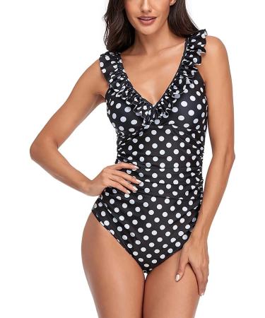 Tankini Ruffles: Swimsuit One Piece Women's Monokini Push Up Bikini V-Neck Sexy Tankini Swimsuit with Leg Swimwear Women's Tankini Tummy Control Swimsuit Women One Piece Beachwear Zz-black M - Buy Online on GoSupps.com