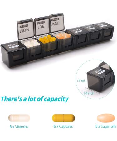 Monthly Pill Organizer - 28 Day Pill Box for Daily Medication & Travel - Black Pill Sorter & Case - Buy Online on GoSupps.com